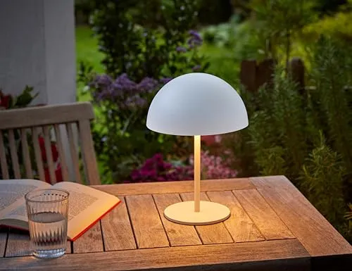 Northpoint LED Metall Akku Tischlampe in Pilzform 28cm hoch - Tischlampe mit praktischem Touch-Schalter für einfache Bedienung und dimmbare Helligkeit, ideal für Outdoor-Bereiche und Terrassen.