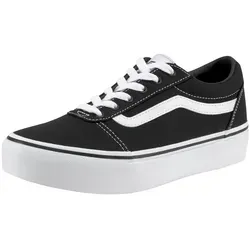 Vans Mädchen Ward Platform Canvas Sneaker - Schwarz Weiß, 31.5 EU - Stylische Plateau-Sneaker mit robustem Obermaterial und klassischem Sidestripe-Design. Ideal für Alltag und Freizeit, bieten sie einen trendigen Look und hohen Tragekomfort.