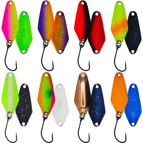 Paradox Fishing Forellen Spoon Set 8 Spoons 2,5g mit Snaps Forellenköder Spoons