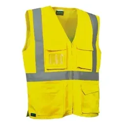Warnschutzweste SEKI High Visibility - S - gelb - Arbeits- & Schutzkleidung mit Warnschutzklasse 2, breiten Reflexstreifen und praktischem Taschendesign für optimale Sichtbarkeit und Bewegungsfreiheit.