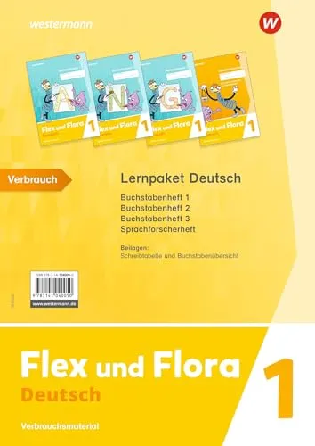 Flex und Flora - Ausgabe 2021: Lernpaket Deutsch 1 - Deutsch Schulbücher mit umfassendem Lernpaket, inklusive Buchstabenheften und Sprachforscherheft für effektives Lernen.