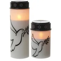 Marelida LED Grablichter Grabkerzen Taube Friedhof Trauerlicht Gedenklicht Timer 2er Set