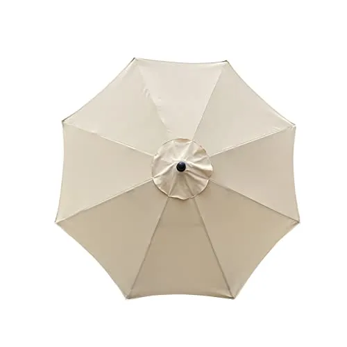 SMLJFO Replacement 8 Rib Parasol Canopy, 3 m Market Table Umbrella, UV Protection, Replacement Fabric, Beige