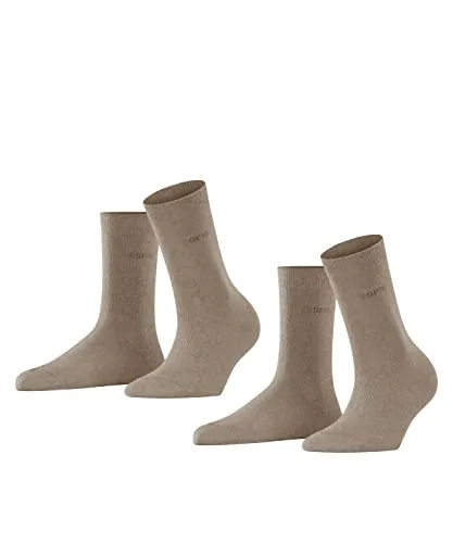 ESPRIT Damen Socken Uni Multipack W So Baumwolle einfarbig 2 Paar, Braun Nutmeg Melange 5410, 39-42