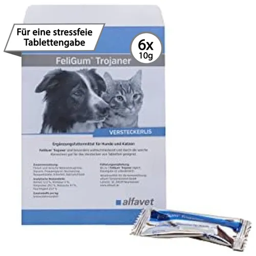 Alfavet FeliGum Trojaner - Medikamentenversteck für Hunde und Katzen, stressfreie Tablettengabe als schmackhafter Snack, 30 x 10g