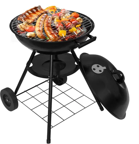 Woltu Holzkohlegrill mit Rädern - Holzkohle Barbecue Grill für Garten und Camping, einfach zu montieren und mobil dank praktischer Räder. Ideal für gesellige Grillabende!