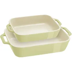 Staub Ceramique Ofenformenset 2-tlg, rechteckig, Hellgrün - Praktisches 2-teiliges Ofenformenset aus hochwertiger Keramik, ideal für die Zubereitung von Aufläufen und Gerichten. Mit ansprechender hellgrüner Farbe für eine stilvolle Präsentation.