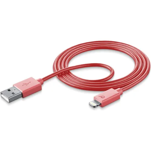 Cellularline Lade- und Datenkabel rosa 100cm USB Type-A auf Apple Lightning - USB-Kabel & Adapter – Trendiges 1m Kabel in rosa, ideal für schnelles Laden und Datenübertragung mit bis zu 18W für Apple Geräte. Ein stylisches Accessoire mit hoher Funktionalität.