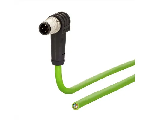 Metz Connect Anschlussleitung M12 Stecker 4-polig D-kodiert LAN-Kabel, M12-D Männlich (Stecker), offenes Ende (500.0 cm), gewinkelt