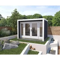 Weka Holz-Gartenhaus Flachdach 305 cm x 250 cm - Modern und Praktisch - Holz-Gartenhaus mit 6,9 m², ideal als Geräteschuppen oder Freizeithaus. Dank stabiler Konstruktion und einfachem Steck-Schraubsystem schnell montiert.