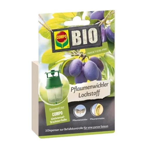 Compo BIO Pflaumenwickler Lockstoff für Trichterfalle - Effektiver Lockstoff für Trichterfallen, speziell entwickelt zur gezielten Bekämpfung von Pflaumenwicklern in Ihrem Garten. Für eine einfache und wirkungsvolle Anwendung.