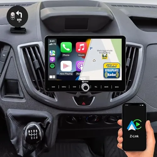 DYNAVIN Android Autoradio Navi für Ford Transit Custom Connect Courier 2014-2018 - Digital Media-Receiver mit 10,1 Zoll Antireflexions-Display, Wireless Carplay, Android Auto und integriertem Head-up-Display für optimale Navigation und Sicherheit.