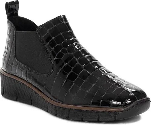 Rieker Eria Frauen Leder Slip Auf Wedge Heel Chelsea Boots - Wanderschuhe mit 3cm Keilabsatz, aus hochwertigem Leder und ideal für Komfort und Stil bei jedem Schritt.
