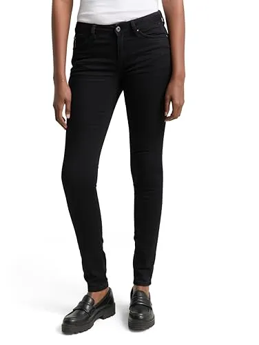 Tom Tailor Denim Damen Jona Extra Skinny Jeans - Clean Dark Stone Black - Stylische Extra Skinny Fit Jeans für Damen mit Stretch-Anteil für optimalen Tragekomfort. Perfekt für einen modernen Look im Alltag.
