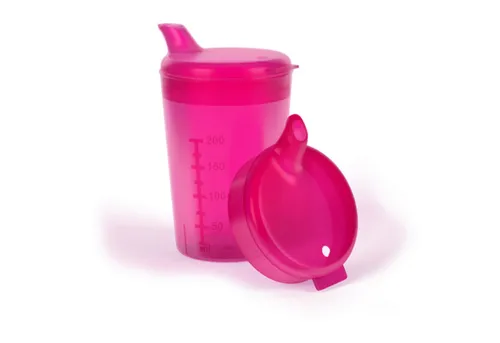 Horn Medical Schnabelbecher 250ml rot - Trinkhilfe für Senioren - Praktische Trinkhilfe für Menschen mit motorischen Einschränkungen. Ergonomische Schnabelaufsätze, lebensmittelecht und spülmaschinenfest. Ideal für Flüssigkeiten, Suppen und Brei.