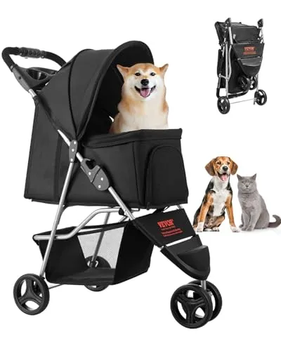 VEVOR Hundewagen Tierbuggy faltbar - Sonstiger Hundebedarf mit stabiler Konstruktion, ideal für ältere oder verletzte Haustiere bis 16 kg. Praktisch und durchdacht mit Qualitäts-Reißverschluss und Getränkehalter.
