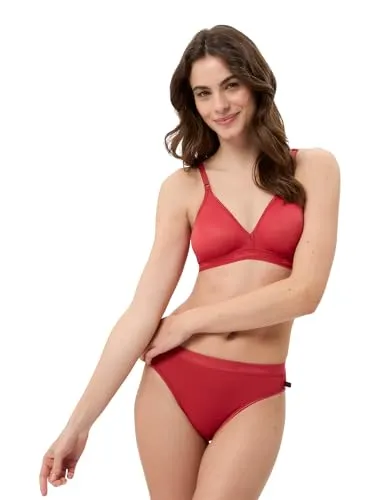 BeeDees Damen Soft-BH Microfun N dunkelrot | 75C - Büstenhalter ohne Bügel mit vorgeformten Cups aus leicht transparentem Material. Der elastische Bund sorgt für optimalen Halt, während die verstellbaren Träger zusätzlichen Komfort bieten.