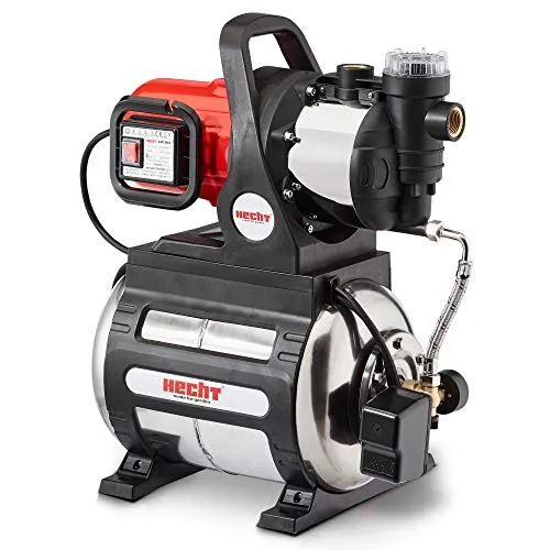 HECHT Edelstahl Hauswasserwerk INOX 1100 Watt - Wasserpumpen: Korrosionsbeständige, selbstansaugende Pumpe mit 24 l Kessel für konstante Wasserversorgung und hohe Förderleistung von 4600 l/h.