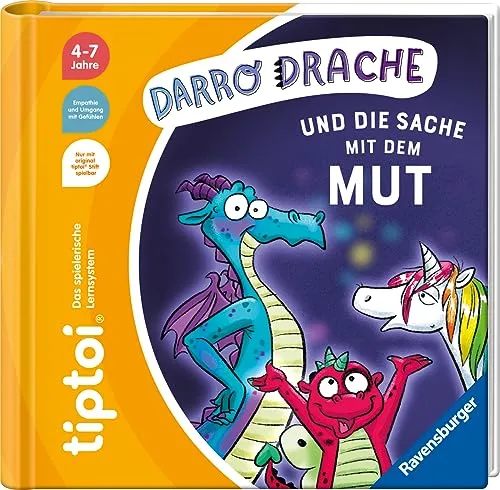 Ravensburger 49292 tiptoi Darro Drache und die Sache mit dem Mut - Interaktive Bildergeschichte für Kinder, die Mut und soziale Kompetenzen fördert. Mit tiptoi erleben sie spannende Geschichten und lernen spielerisch, ihre Gefühle zu verstehen.