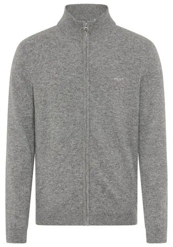 Gant Strickjacke EXTRAFINE LAMBSWOOL ZIP CARDIGAN mit Logostickerei
