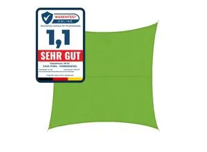 Karat Sonnensegel Wasserabweisend Quadratisch - 3 x 3 m - Grün für Garten und Terrasse - Hochwertiges Sonnenschutzsegel für Garten und Balkon. Schützt vor UV-Strahlen und leichtem Niederschlag. Stabil, schmutzabweisend und leicht zu montieren für unbeschwerte Stunden im Freien.
