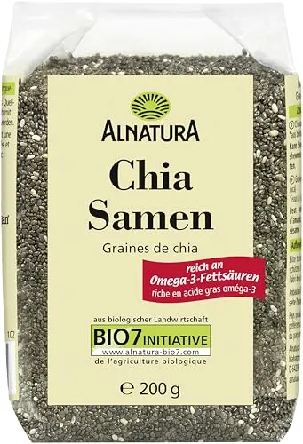 Alnatura Bio Chiasamen 200 g - Nährstoffreich und Vielseitig - Chia Samen, reich an Omega-3-Fettsäuren und Proteinen, ideal für Allergiker und glutenfreie Ernährung.