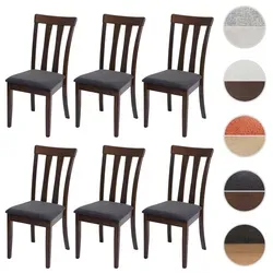 6er-Set Esszimmerstuhl HWC-G46 - Dunkelgrau, Massivholz - Bequemer Küchenstuhl mit stabiler Bauweise und hoher Rückenlehne. Ideal für Esszimmer oder Wohnzimmer, passt perfekt zu jedem Tisch und bietet hohen Sitzkomfort.