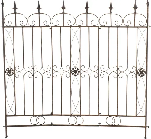 CLP Gartenzaun Mangold - Eleganter Rankzaun aus Eisen - Dekorative Zäune mit rustikalem Charme, ideal für Garten im Landhausstil. Modular und ohne Betonierung aufstellbar, perfekt als Rankhilfe für Pflanzen.