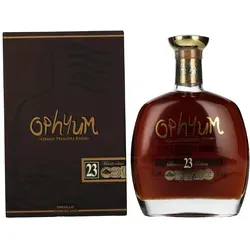 Ophyum 23 Metódo Solera Grand Premiere Rhum 40% Vol. 0,7l - Exklusiver Rum aus der Dominikanischen Republik, 23 Jahre gereift im Solera-Verfahren, mit Aromen von Karamell und Vanille. Limitiert auf 2.000 Flaschen, ideal für Sammler und Liebhaber.