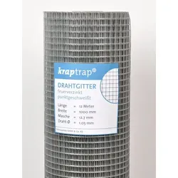 Kraptrap® Voliere - Robuster Volierendraht für sichere Käfige - Schweißzubehör: 12x12mm Drahtgitter, 1,05mm stark, ideal für den Bau stabiler Volieren und Zäune.