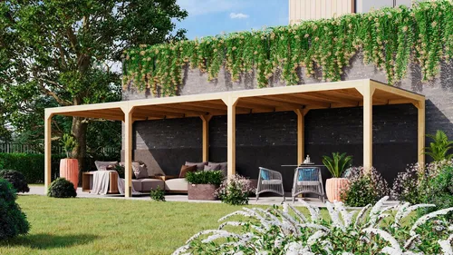 Karibu Pavillon "Gordon" SET - Zubehör für Gartenhäuser, hochwertiges Leimholz, quadratische Form mit 10 Jahren Herstellergarantie, ideal für stilvolle Gartenbereiche.
