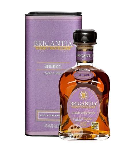 Steinhauser Brigantia Sherry Cask Whisky - Genießen Sie den einzigartigen, intensiv-fruchtigen Geschmack dieses 5 Jahre gereiften Single Malts aus einem ehemaligen Sherry-Fass. Ideal für Whisky-Liebhaber!