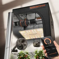 Spider Farmer SF1000 Komplettset 70x70x160 cm - Das Spider Farmer SF1000 Grow Tent Kit bietet alles für den Indoor-Anbau: inklusive dimmbarer SF1000 301H EVO LED, Abluftsystem und Clip-Fan. Ideal für 1-2 Pflanzen auf kompakten 70×70 cm.
