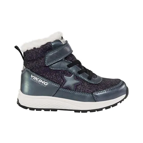 Viking Kinder Equip Star Warm WP 1V Sl Schuhe (Größe 25, schwarz) - Stylischer, warm gefütterter und wasserdichter Stiefel für aktive Mädels, ideal für kalte Tage.