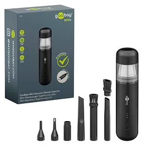 GOOBAY 77829 - Akku Handstaubsauger 120 W - Beutelloser Akku Handstaubsauger mit 3 Leistungsstufen und 10 Aufsätzen für eine gründliche Reinigung von Staub, Krümeln und Tierhaaren – ideal für Zuhause, Büro und Auto.