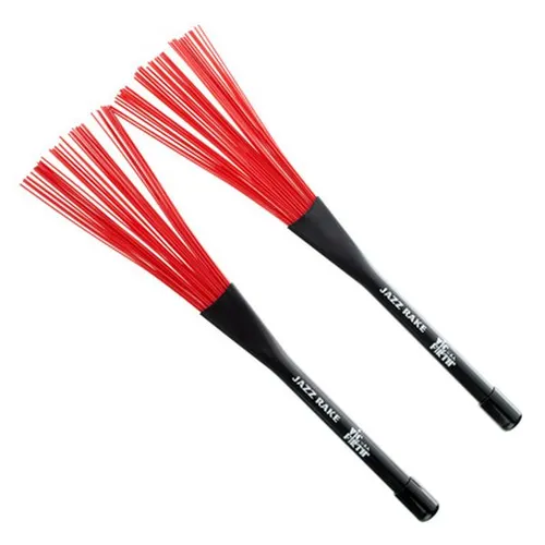 Vic Firth Jazz Rake – Einziehbare Schlagzeugbesen mit rotem Griff - Schlagzeugbesen mit flexiblen Borsten, ideal für Fusion und Jazz. Mit praktischem Einziehmechanismus für vielseitige Einsatzmöglichkeiten.