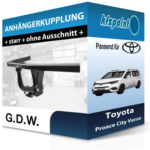 G.D.W. Starr Anhängekupplung für Citroen Berlingo 2011-2018 - Hochwertige Anhängerkupplung von G.D.W. für Citroen Berlingo, keine Eintragung in Fahrzeugpapiere nötig, hohe Anhängelast von 1500 kg, ideal für vielseitige Transportbedürfnisse.
