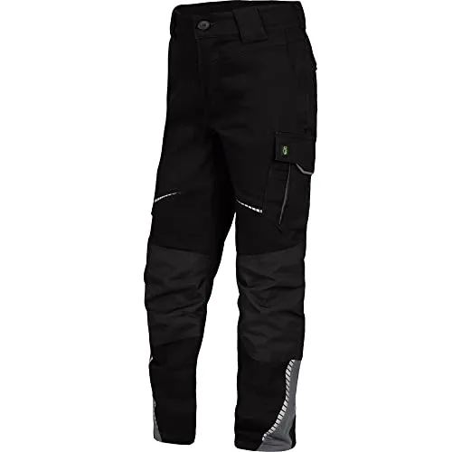 Leibwächter FLXKH Flex Line Kinder-Bundhose schwarz-grau Gr. 122/128 - Robuste Kinder-Bundhose aus atmungsaktivem Stretchstoff, ideal für aktive Kids. Mit reflektierenden Elementen und verstellbarem Bund für optimale Passform und Sichtbarkeit.