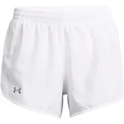 Under Armour Fly By 3in Laufshorts Damen - Weiß, Größe L - Trainingsbekleidung mit funktionalem Mesh, Schlüsseltasche und reflektierenden Details für sicheres Laufen. Hergestellt aus leichtem, strapazierfähigem Material, ideal für längere Läufe.