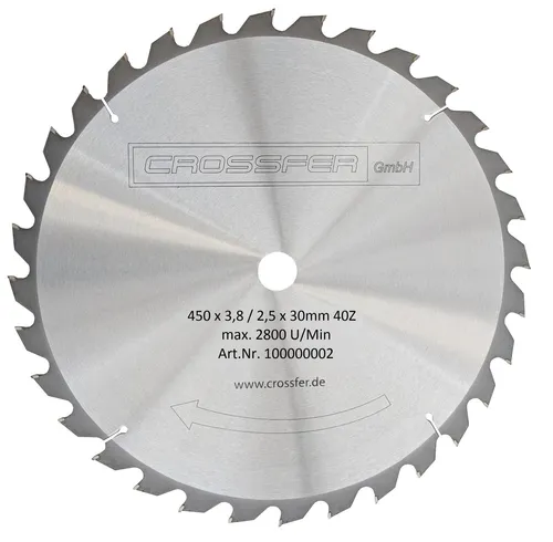 HM Brennholz-Sägeblatt 450mm - 40 Zähne Hartmetall - Kreissägeblätter aus VHM Hartmetall, ideal für präzises Schneiden von Holz mit einer Schnittstärke von 3,8 mm und langer Lebensdauer.