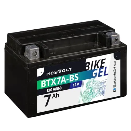 HeyVolt GEL Motorradbatterie 12V 7Ah - Robuste Leistung für jedes Terrain - Motorradbatterie, wartungsfrei und vibrationsresistent, ideal für Touren und Offroad-Einsätze mit über 30% mehr Startleistung.