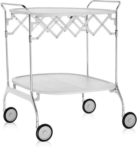 Kartell Gastone Rollwagen - Design Servierwagen in Weiß - Eleganter Servierwagen aus kratzfestem Kunststoff, ideal für stilvolle Anlässe. Entworfen von Antonio Citterio, perfekt für jedes Zuhause.