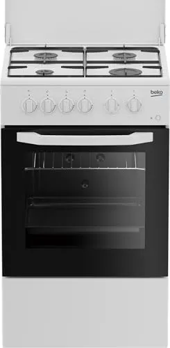 Beko CSS42014FW – Kompakte Küche mit Gasbrennern - Kompakter Küchenherd mit 4 Gasbrennern und statischem Elektroofen, Klasse A. Ideal für kleine Räume, bietet zuverlässiges Kochen und einfache Bedienung.