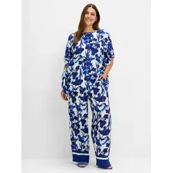 Webhose SHEEGO, Damen, Gr. 58, Normalgrößen, kobalt, gemustert, 100% Viskose, Hosen