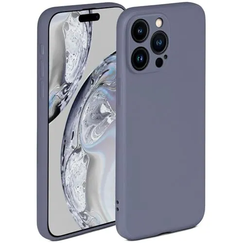 ONEFLOW Soft Case für iPhone 15 Pro Hülle aus Silikon mit Kameraschutz, Silikonhülle mit erhöhtem Schutz fürs Display, Backcover Schutzhülle, weiche Handyhülle, Blau Grau
