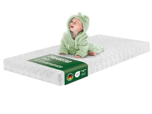 DREAMSTAR Ergo Kids Babymatratze | Öko-Tex Zertifiziert, 60 x 120 cm - Matratzen für Babybetten mit optimalem Schlafkomfort und hautfreundlichem, waschbarem Bezug bei 95 Grad – für gesunden und sicheren Schlaf der Kleinen.