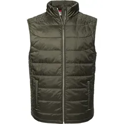 Russell Herren Weste "Nano" PC4114, Dunkel-Olive, Größe XL - Ärmellose Softshell-Weste mit Aquapel-Technologie für optimalen Schutz. Atmungsaktiv, winddicht und mit mehreren praktischen Taschen ausgestattet. Ideal für Outdoor-Aktivitäten.