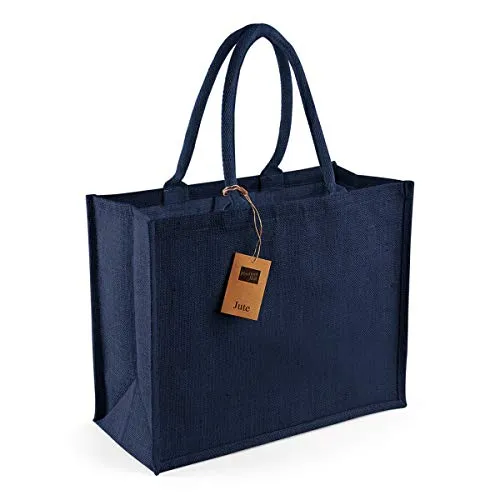 Westford Mill W407 Classic Jute Shopper - Robuste Jutetasche mit laminierten Oberflächen und langen Baumwoll-Tragegriffen. Ideal für den täglichen Einkauf mit einem Fassungsvermögen von 21 Litern.