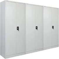 PROREGAL MegaDeal 3x Flügeltürenschrank ELEPHANT, abschließbar, 180x80x40cm - Praktisches Set aus 3 robusten, abschließbaren Schränken aus pulverbeschichtetem Stahl. Ideal für sichere Aufbewahrung von Kleidung und Dokumenten mit 6 Fächern und stabiler Kleiderstange.