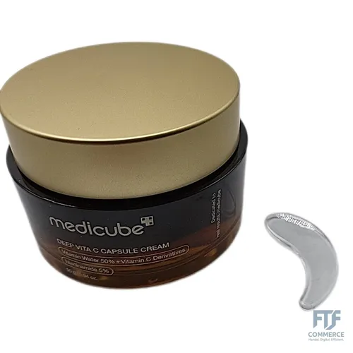 Medicube Deep Vita C Capsule Cream - Gesichtscreme mit Vitamin C - Hautpflege mit 500.000 ppm vitaminhaltigem Wasser und Vitamin-C-Kapseln, beseitigt Unreinheiten, verbessert die Hautelastizität und sorgt für einen strahlenden Teint.